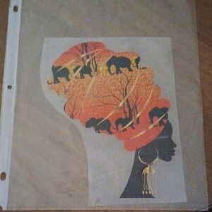African Silhouette Art Print with Elephants